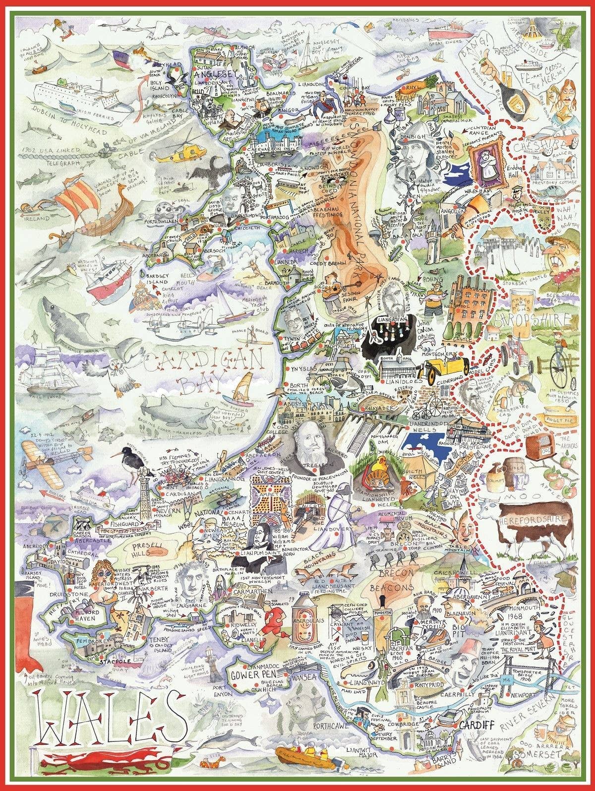 All Jigsaw Puzzles – wholesale Puzzle – Adult – Tim Bulmer 1000 Piece Map of Wales Jigsaw Puzzle1