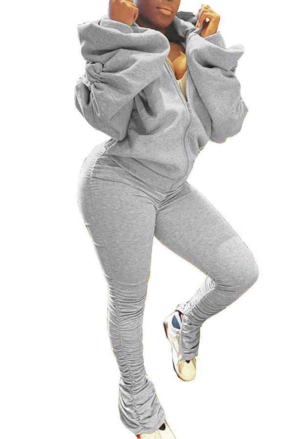 MB Fashion Wholesale - Wholesale Top & Pant Set (NOT Loungewear) - Women's - MB FASHION BACKLESS HOODIE RUFFLE SPLIT PANTS SET 81365