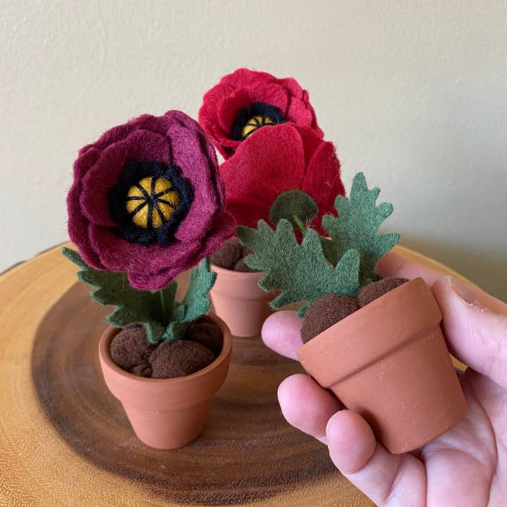 ForgetBKnot - Vente Fleurs artificielles - Fleur Éternelle en Feutre Coquelicot (Fleur de Naissance du Mois d'Août)9