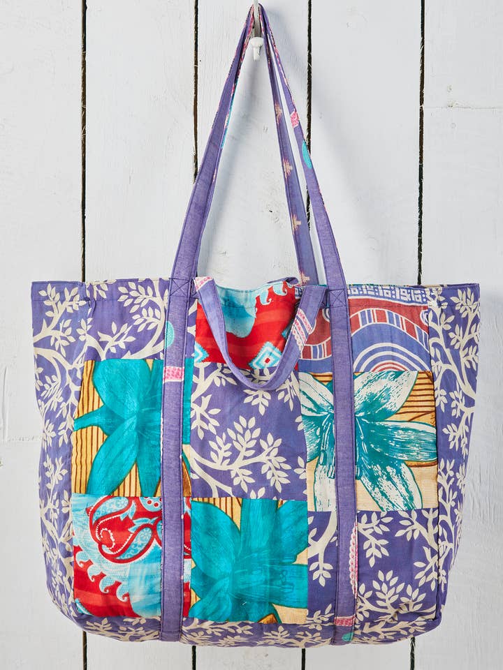 Patchwork Recycled Sari Shopping Bag for wholesale by Namaste