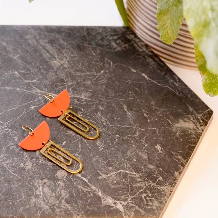Copper Bee - Wholesale Dangle Earrings - Colour and Brass Geometric Earrings