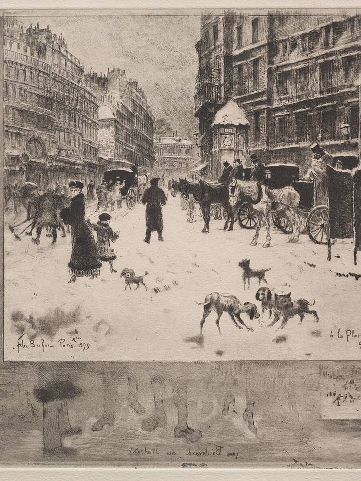 Hiver à Paris par Félix-Hilaire Buhot, 1879 pour la vente par Flashback Shop