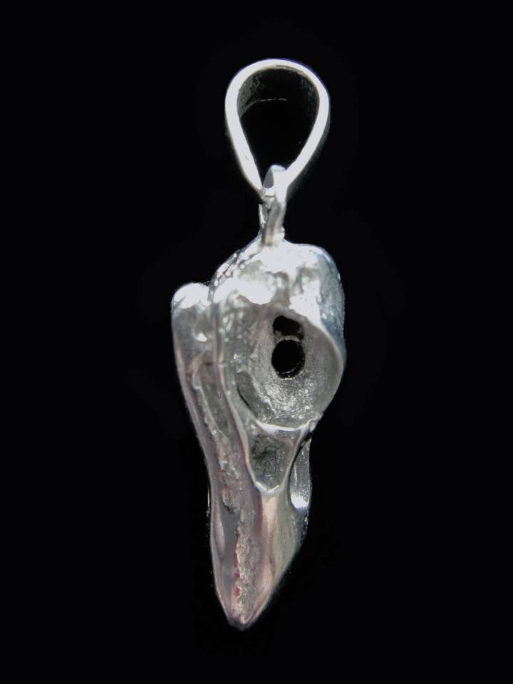 Raven Skull Pendant- Medium Silver Toned for wholesale by Tika