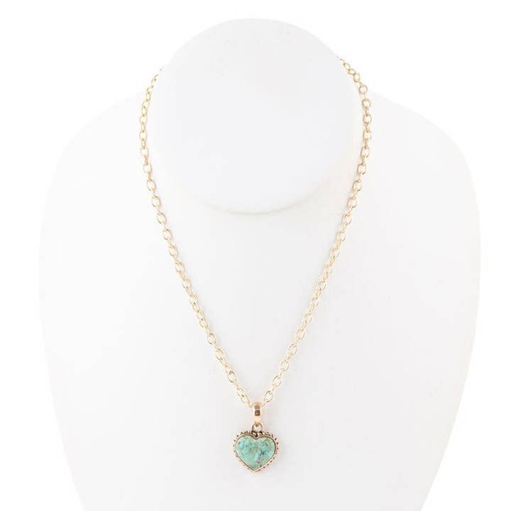 Turkis hjerte vedhæng og bronze halskæde for engroshandel hos Barse Jewelry