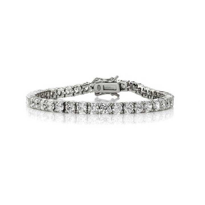 Bracelet de tennis en argent sterling avec zircone cubique transparente de 4 mm pour la vente par Genevive