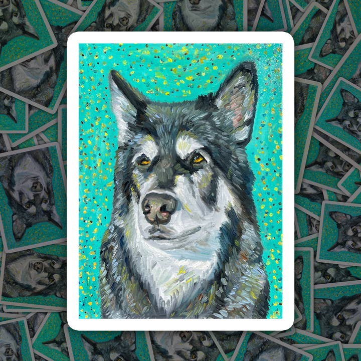 Autocollant en vinyle durable, Malamute d'Alaska, Design de peinture à l'huile pour la vente par Deking Art