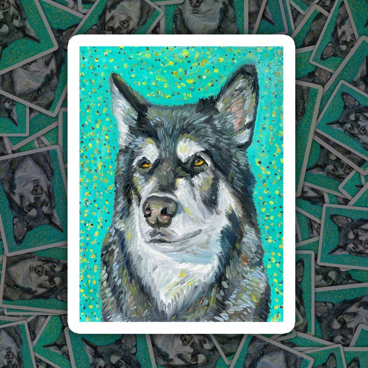 Durable Vinyl Sticker, Alaskan Malamute, Oil Painting Design for wholesale by Deking Art