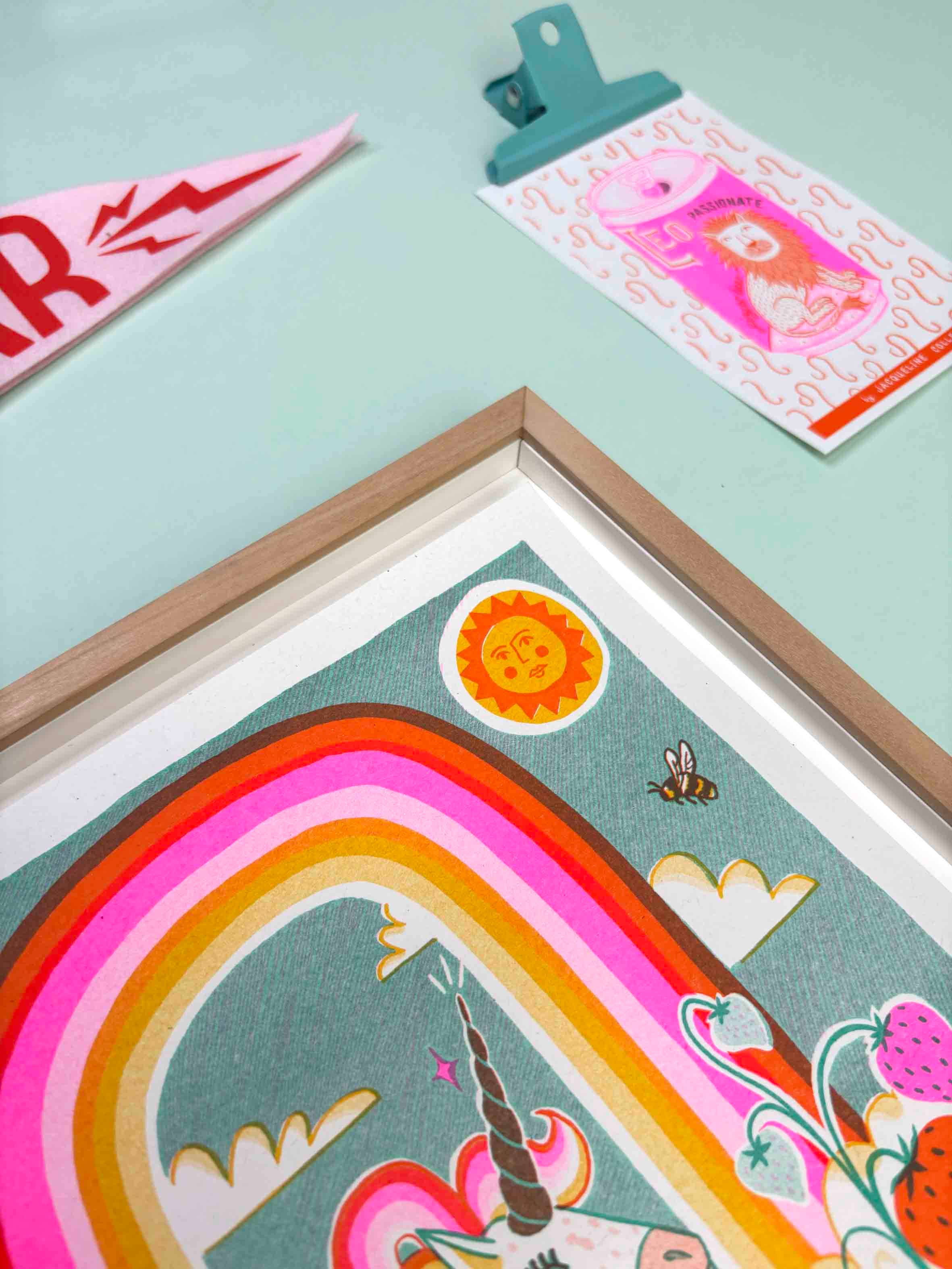 Jacqueline Colley - Wholesale Art Print - A4 Magical Unicorn Risograph Print3