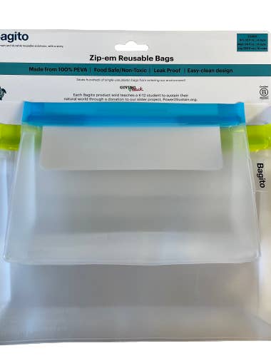 Bagito Reusable Zip-Em Kitchen Storage Bags - Set of 3 for wholesale by Bagito