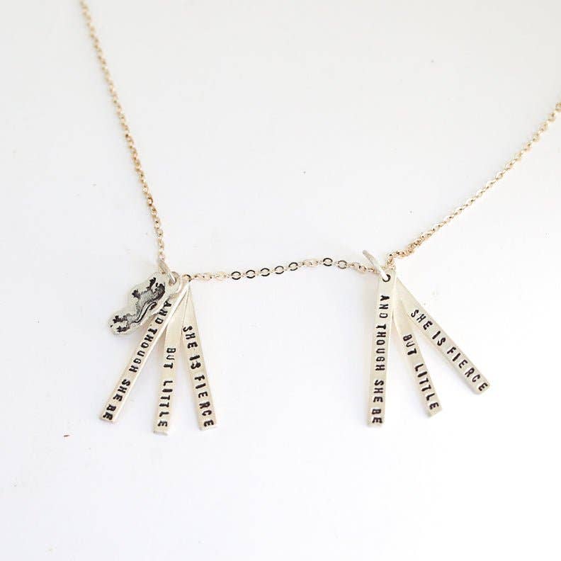 Chocolate and Steel - Wholesale Pendant/Charm Necklace - And though she be but little she is fierce - Shakespeare quote necklace2