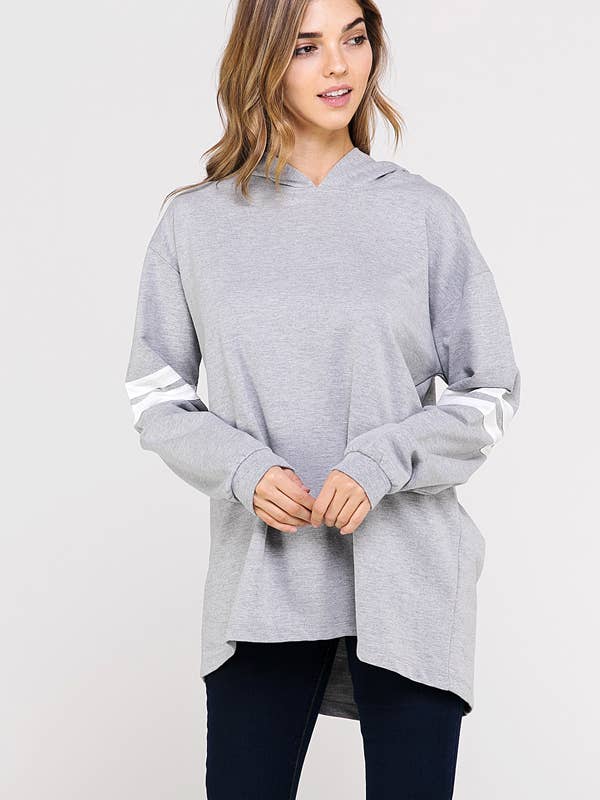 OVERSIZED HOODIE WITH STRIPES ON ARMS for wholesale by Tres Bien, Inc