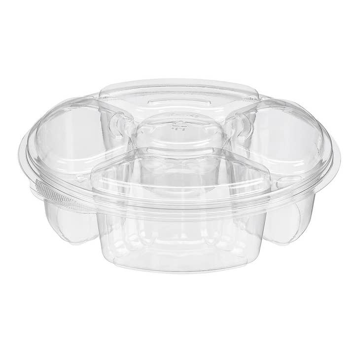 KT Supply - Wholesale Food storage container - 5 Compartments Food Container W/Lid,10 1/4"DiaX3 1/4H,100/CS