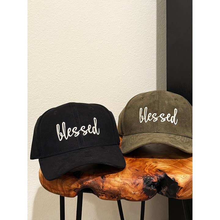 Love and Repeat - Wholesale Baseball Cap - Women's - Blessed Embroidered Faux Suede Baseball Caps3
