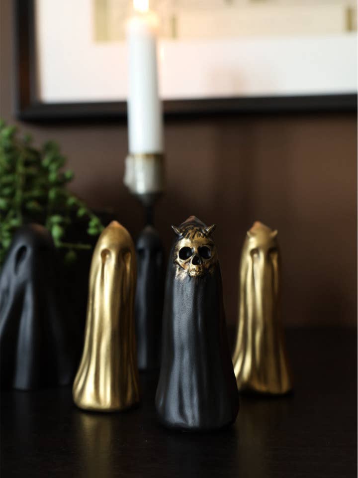 Gothic Skull Ghost Ornament for wholesale by Mayhem Made Ltd