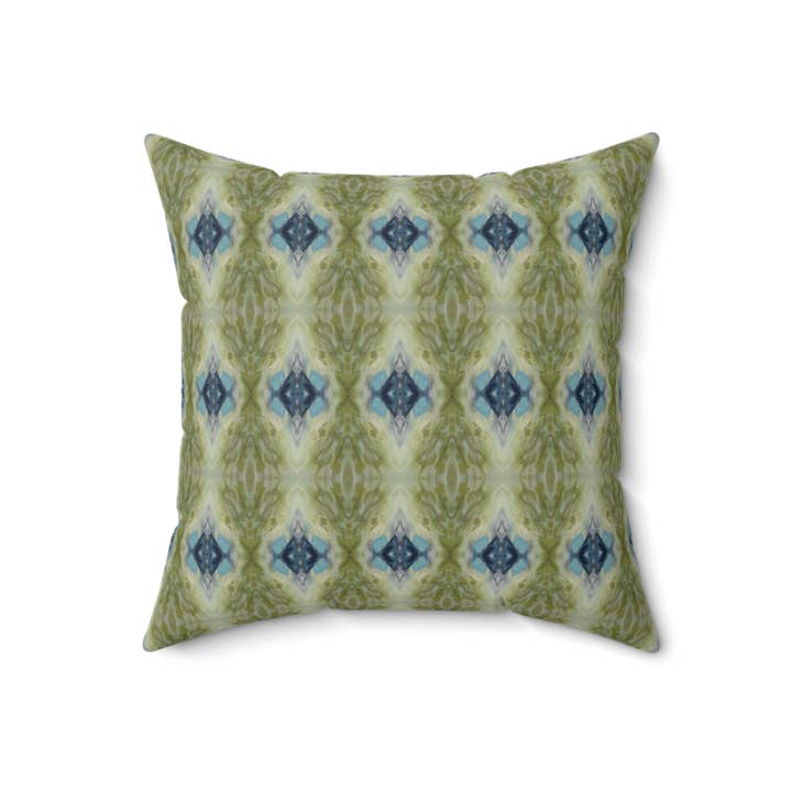 PALMER K Designs - Wholesale Throw/Decorative Pillow - Velvet Square Pillow - Green and Blue Geometric (SW/P9)