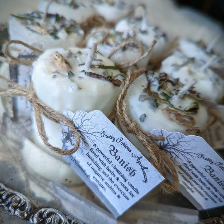 Pretty Potions Apothecary - Venta al por mayor Vela votiva - Vela votiva a base de hierbas BANISH Ritual0