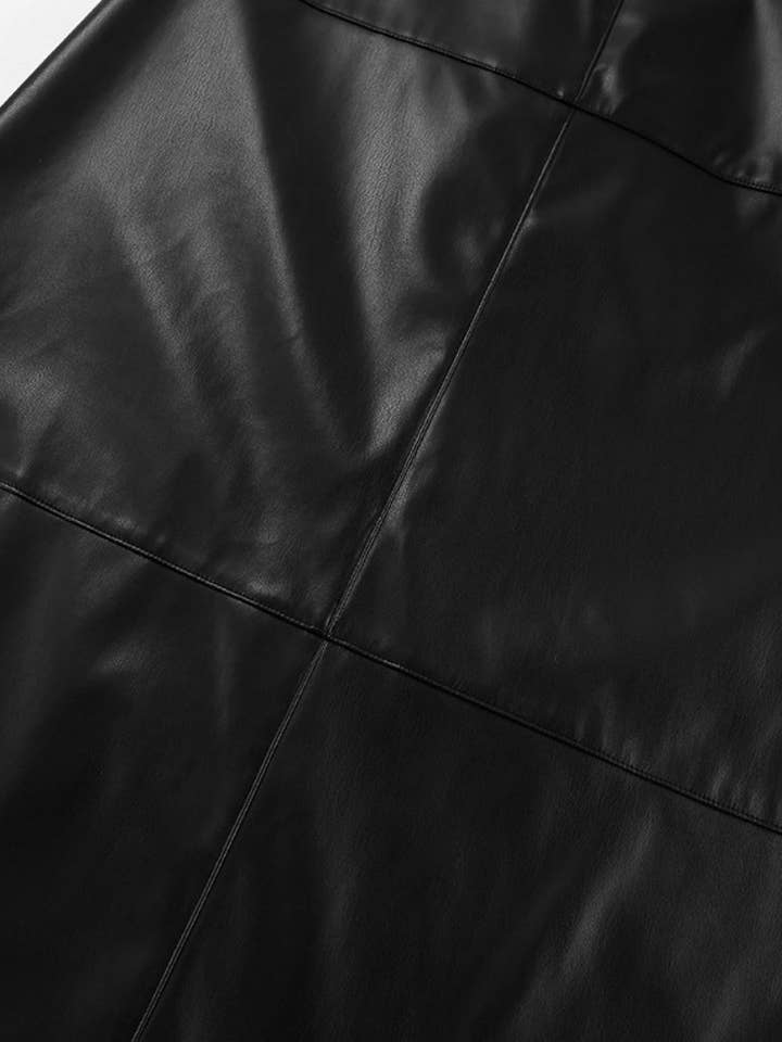 BLACK Faux Leather Maxi Skirt for wholesale on Faire4