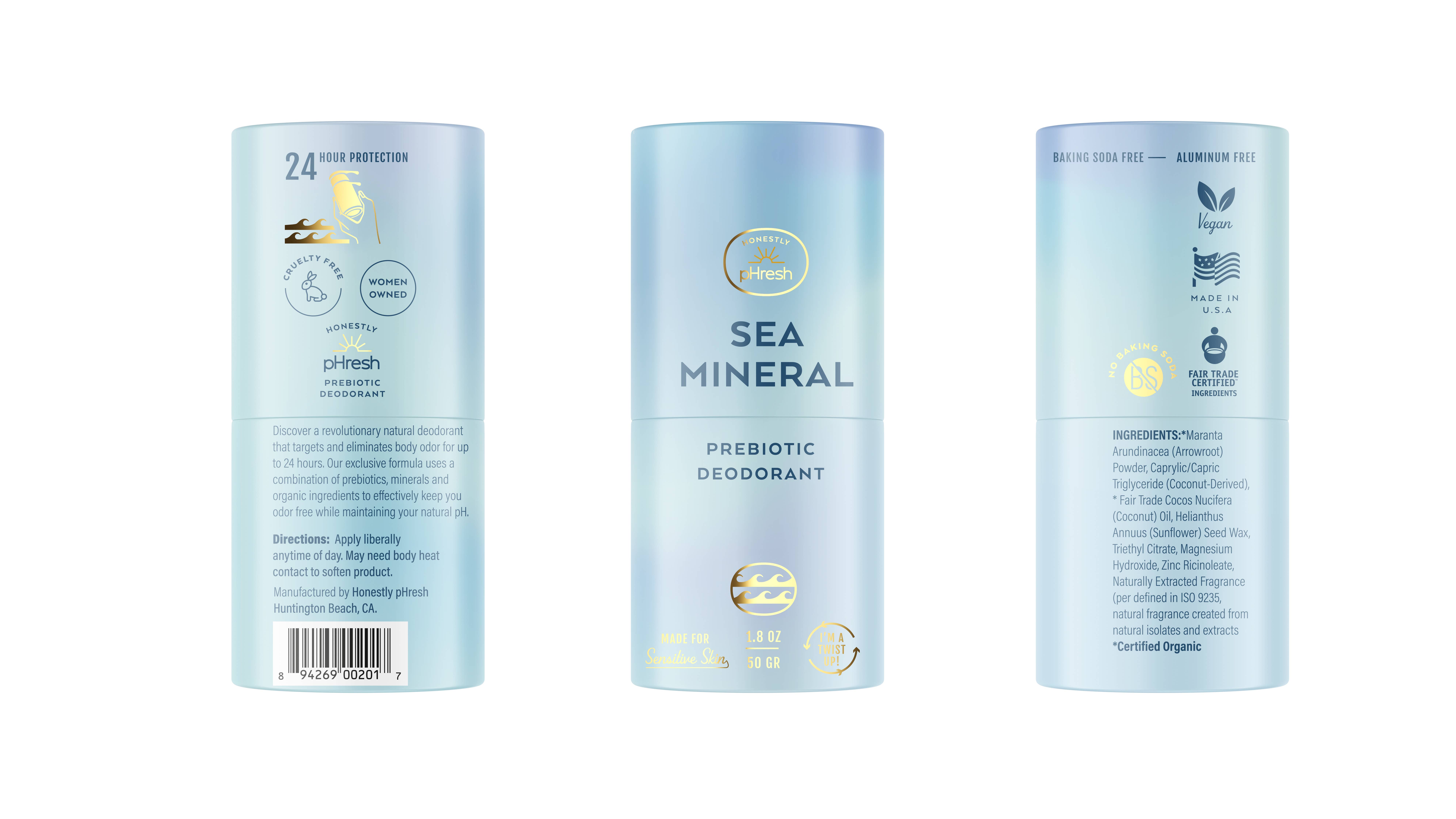 Honestly pHresh - Wholesale Deodorant - Unisex - Sea Mineral Paper Twist Up Deodorant1