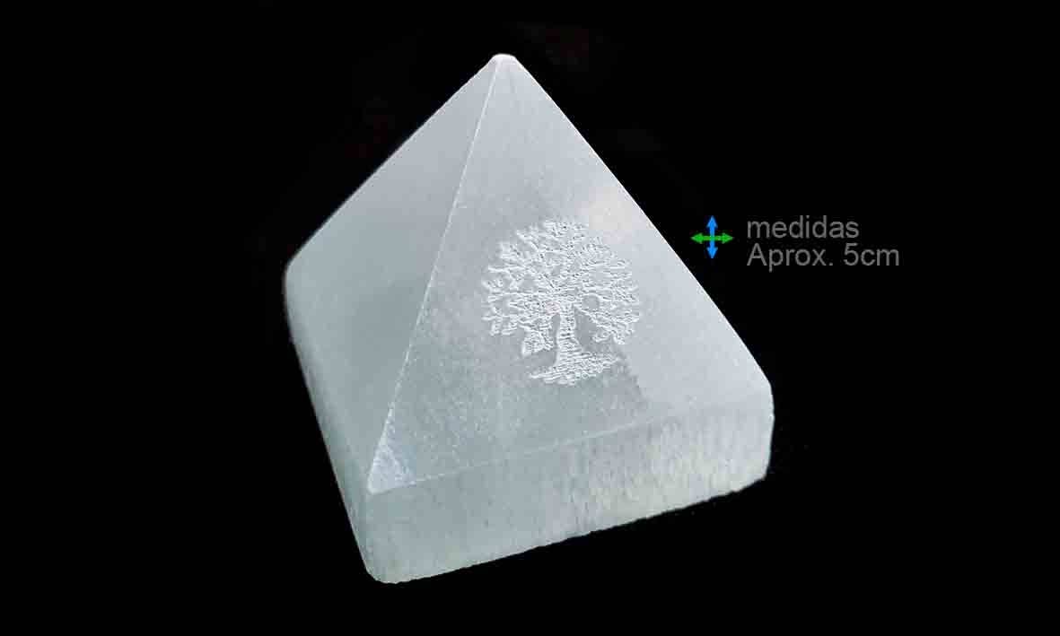 Esoterica Arte - Wholesale Spiritual Stone/Crystal - Selenite Pyramid Tree Of Life 5cm0