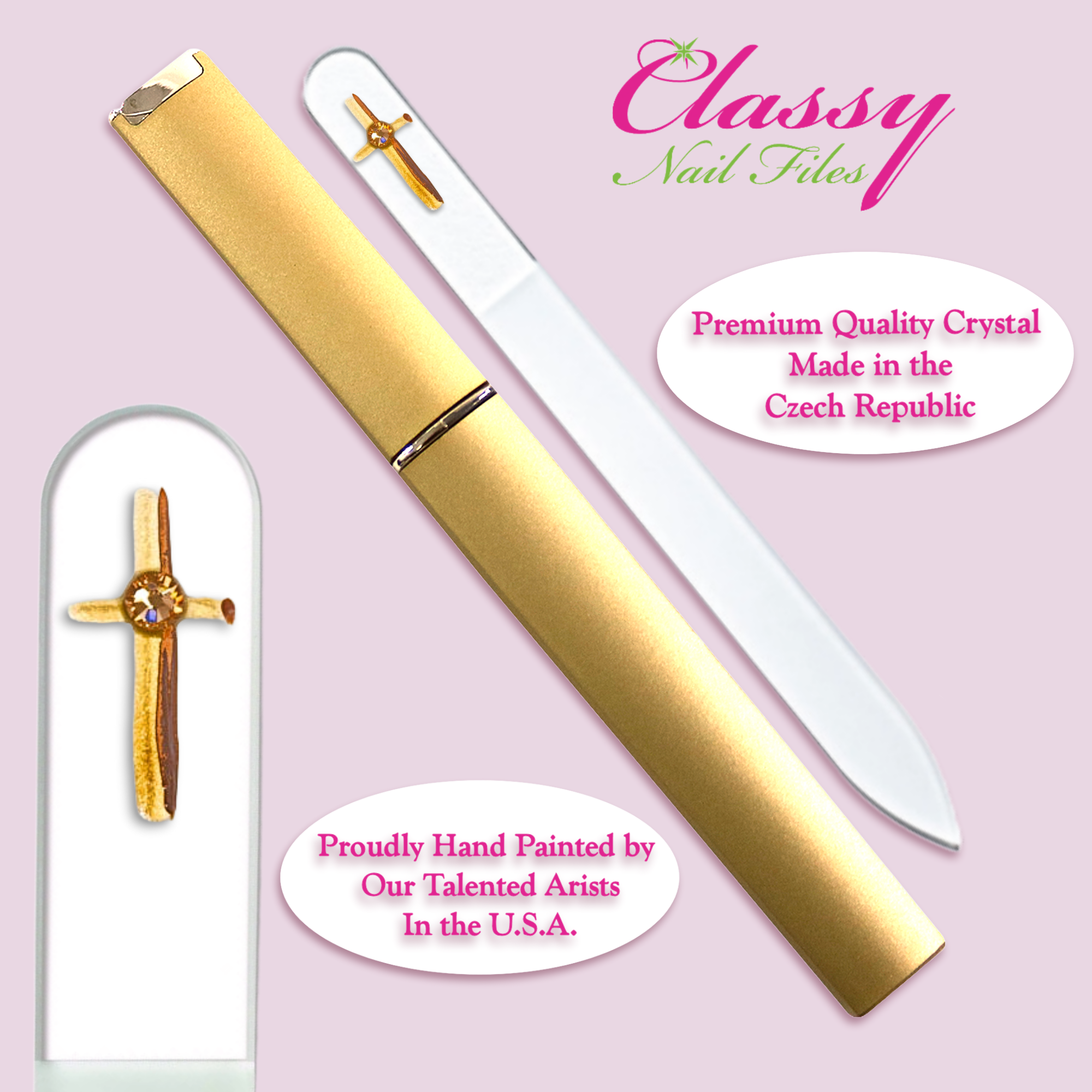 Classy Nail Files - Wholesale Nail File - Nail File Acrylic Protective Color Case Small & Medium Sizes1