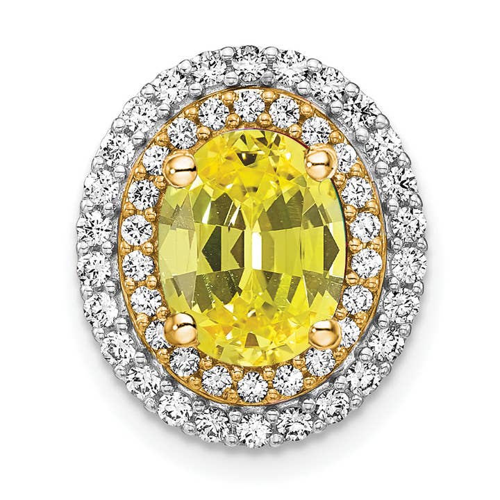 14K Two-Tone Lab Grown Diamond & Created Yellow Sapphire Pendant for wholesale by Sophia Jewelers
