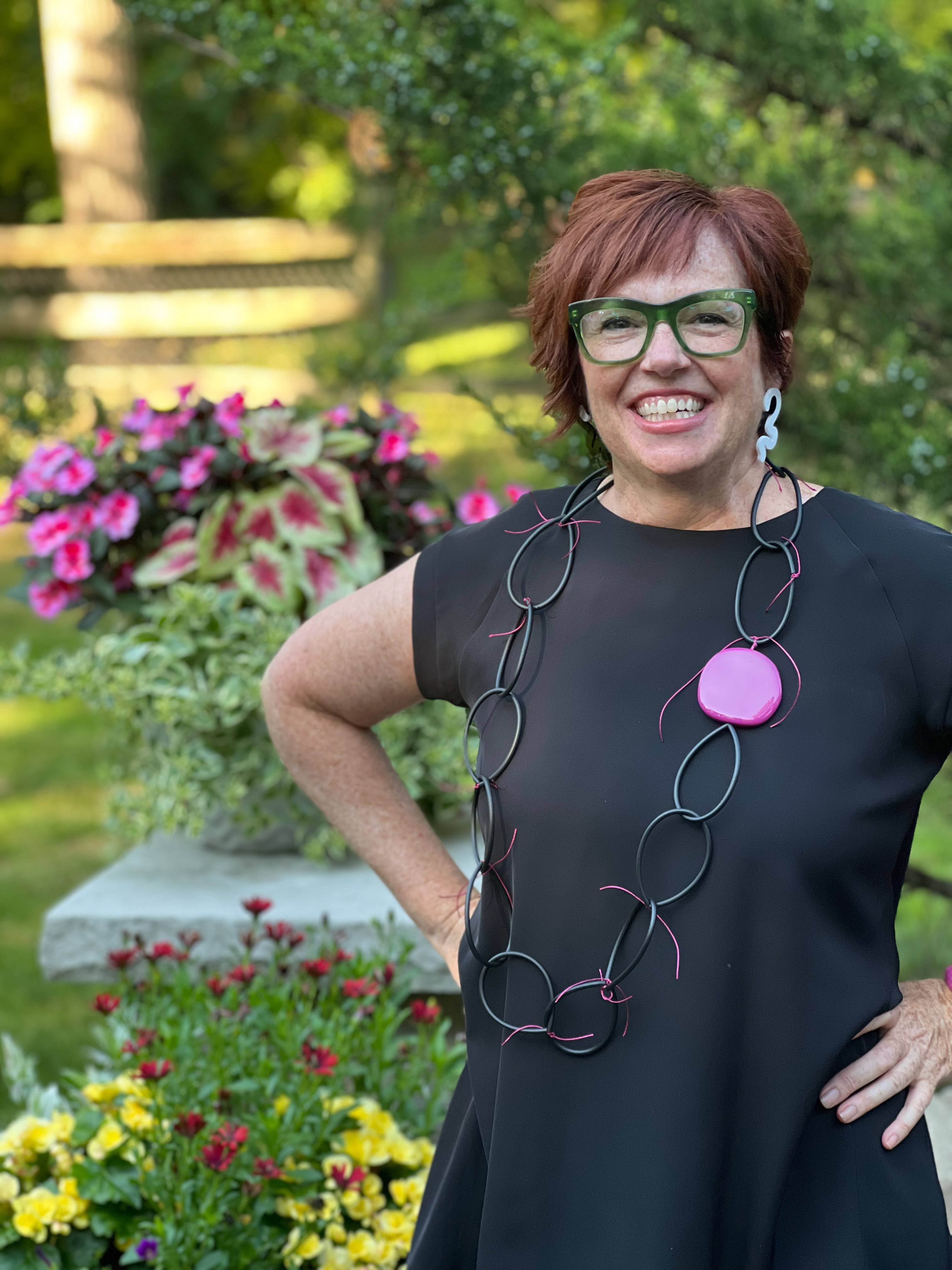 Alter Ego Designs - Wholesale Beaded/Pearl Necklace - Black Artistic Chunky Necklace with Bold Resin Bead Accent1