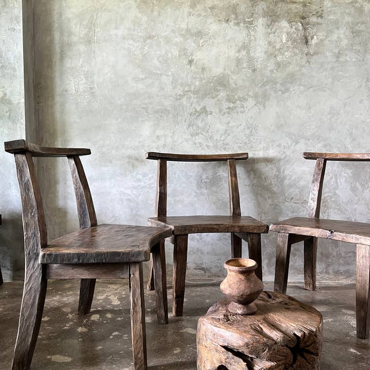 Office Objets - Wholesale Side Table - Small round coffee table in solid monoxyle organic teak D:47 H:258