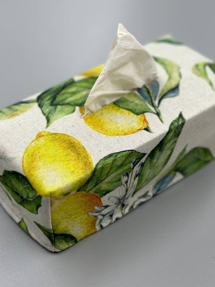 Tissue Box Cover | Lemon Linen for wholesale by Hortensias Home