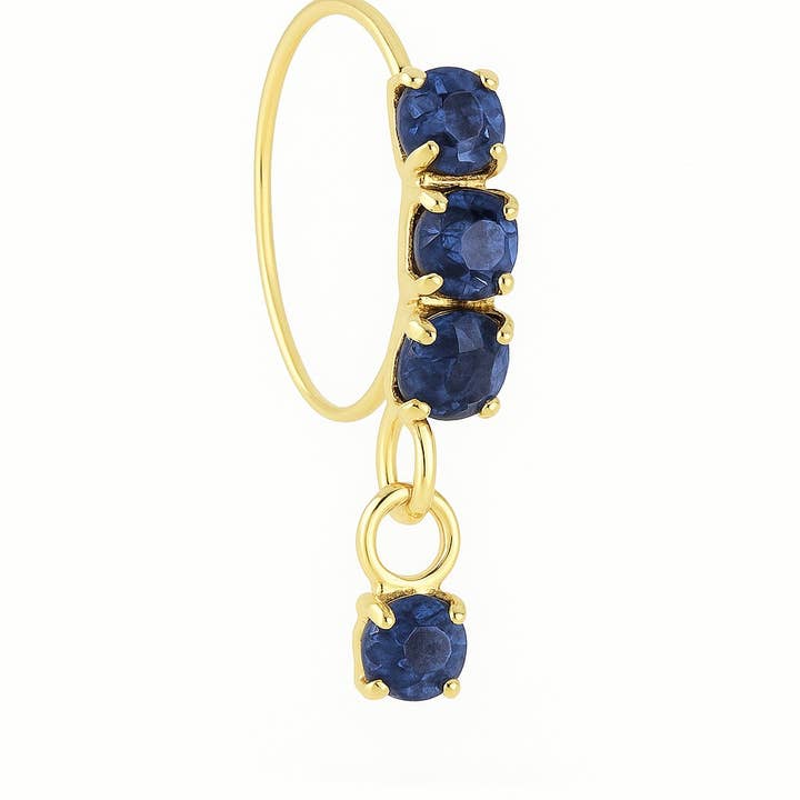 Dark Blue 3 Stone Thick Dangle Gold Nose Ring For a Pierced Nose for wholesale by Ava’s Accessory Box