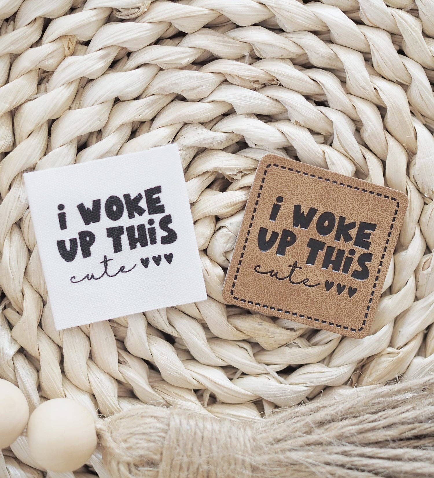 Paul und Clara - Wholesale Craft Supplies - Faux leather label - i woke up this cute *iron-on*2