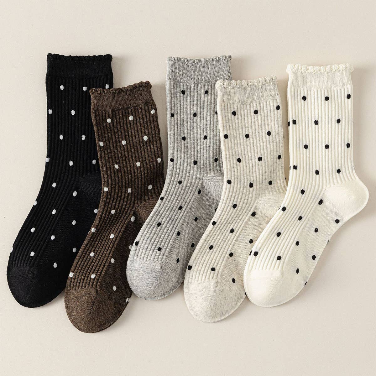 ACCITY - Wholesale Socks - Women's - Lace Polka Dot Comfort Breathable Socks_CWMS027958