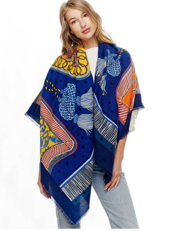 ÉCHARPE CARRÉE À POMPONS BASC2005- pour la vente par anbfashion