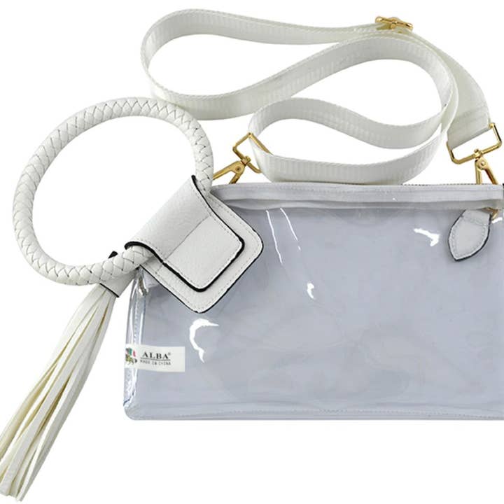 MiMi Wholesale - Wholesale Clutch Bag - Women's - AD205T See Through Clear Cuff Handle Tassel Wrislet Clutch10