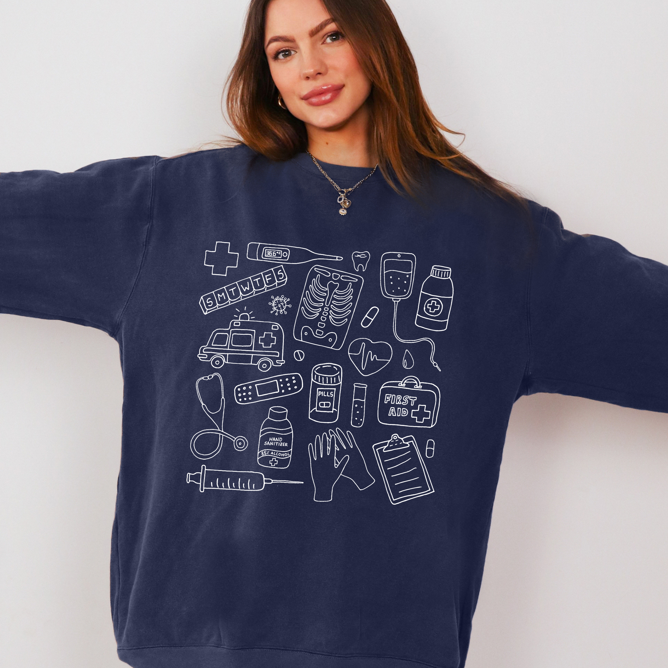Meg Ann Co. - Wholesale Graphic Sweatshirt - Women's - Medical Doodles Crewneck4