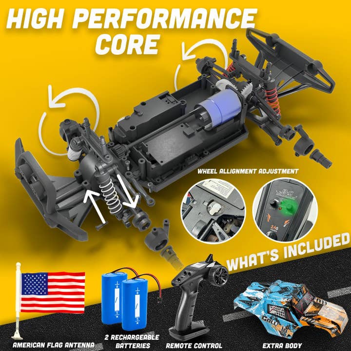 Atlasonix - Wholesale Toy Car/Truck - Kids - Fast RC Car 4x4 Truck - 36 mph 1:16 Brushless Motor RC Car