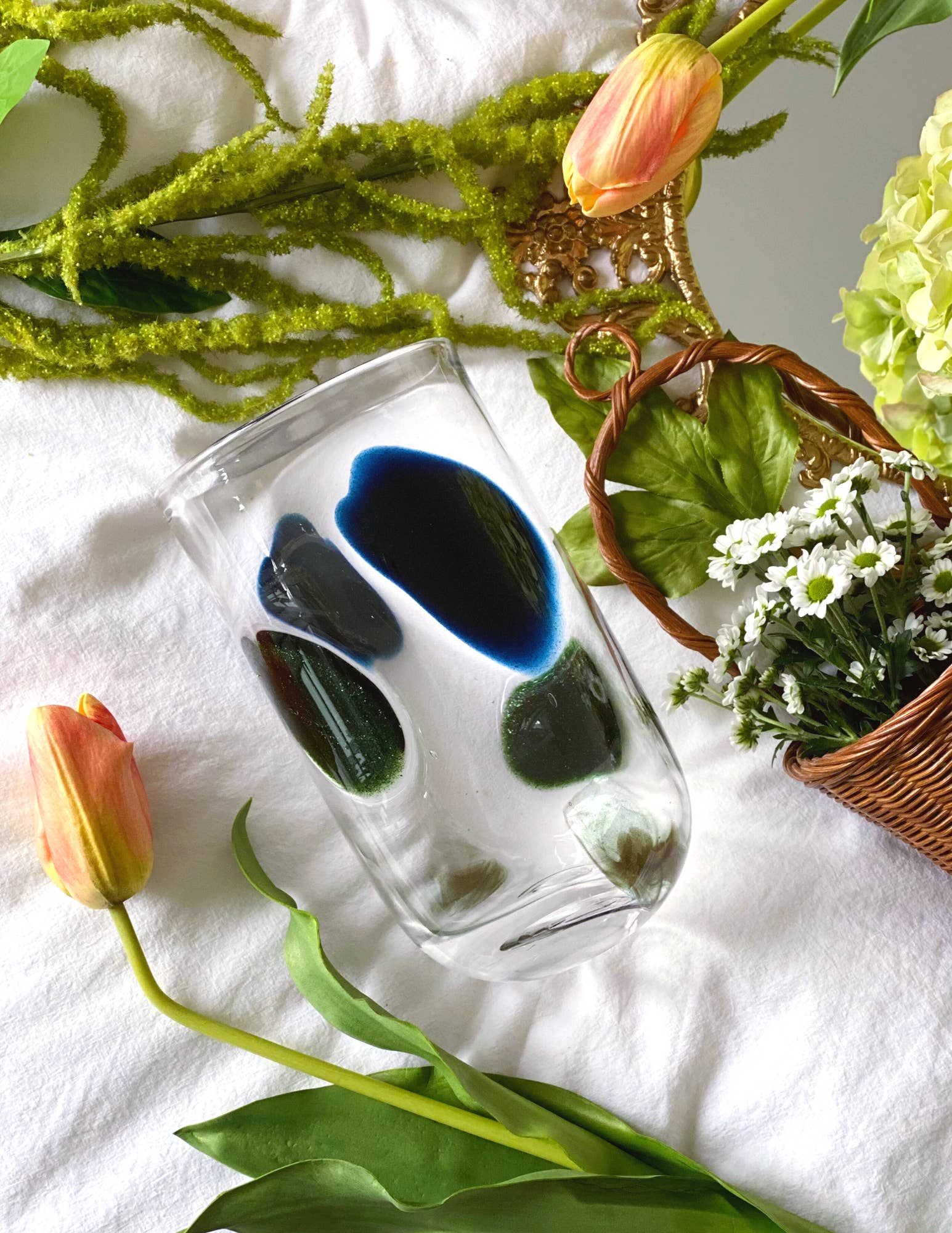 The Blue Heron - Wholesale Vase - Gleam Spots Glass Vase - 8.5" Tall, Handblown2