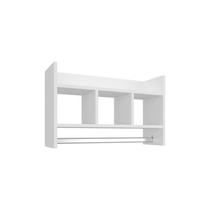 TUHOME FURNITURE - Wholesale Wall Mounted Shelf - Starke Bathroom Wall Shelf with Towel Bar, Compact Storage With A Wide Upper Shelf, Three Comapct Middle Shelves and Towel Holder for Bathroom Organizer2