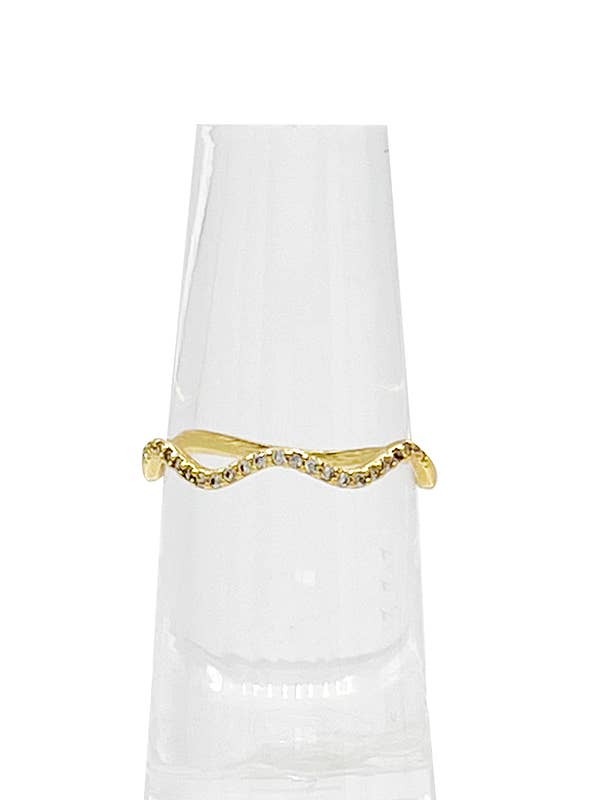 WAVY CZ STONE PAVE RING BAND for wholesale by Andrea Bijoux