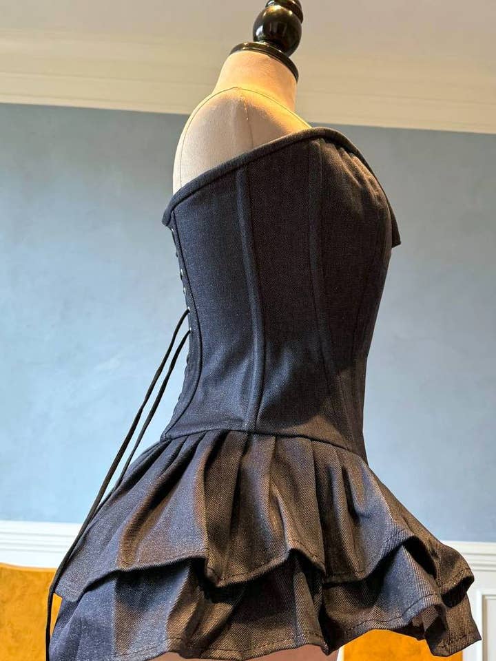 corsettery - Wholesale Dress - Women's - Authentic denim corset dress with fluffy skirt, denim or cotton. Prom, Valentine, mini wedding dress2