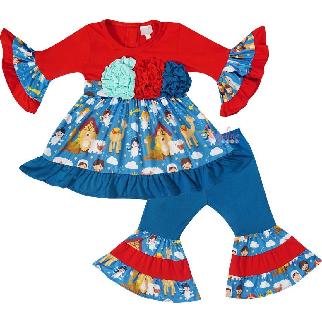 Amor Babee – wholesale Top & trouser set – Kids – Girls Christmas Nativity Scene Outfit Set