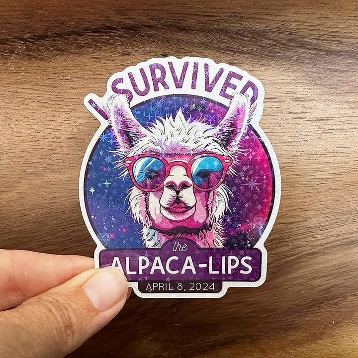 I Survived the Alpaca Lips | Funny Sticker | Solar Eclipse for wholesale by Missional Merch