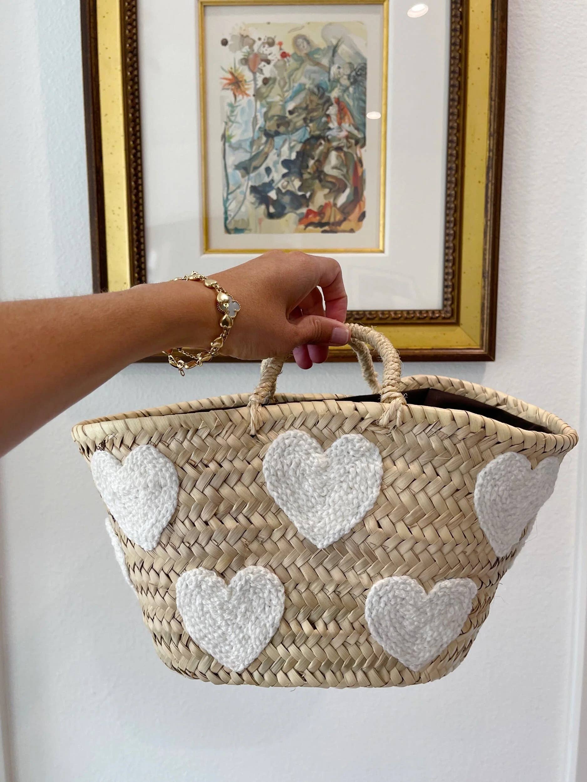 High crafty – wholesale Basket – Heart Basket – Hand-Embroidered Moroccan Straw Bag in Pink o12