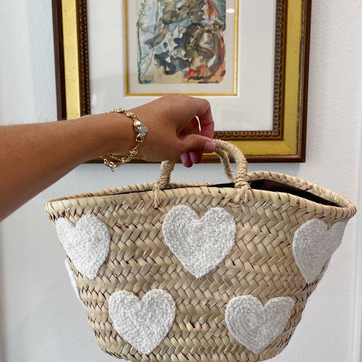 High crafty – wholesale Basket – Heart Basket – Hand-Embroidered Moroccan Straw Bag in Pink o12