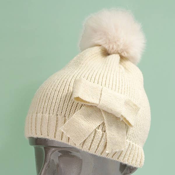 JOSSLYN by wall to wall - Wholesale Beanie - Women's - SOFT BOW POM POM BEANIE HAT | 40BN914