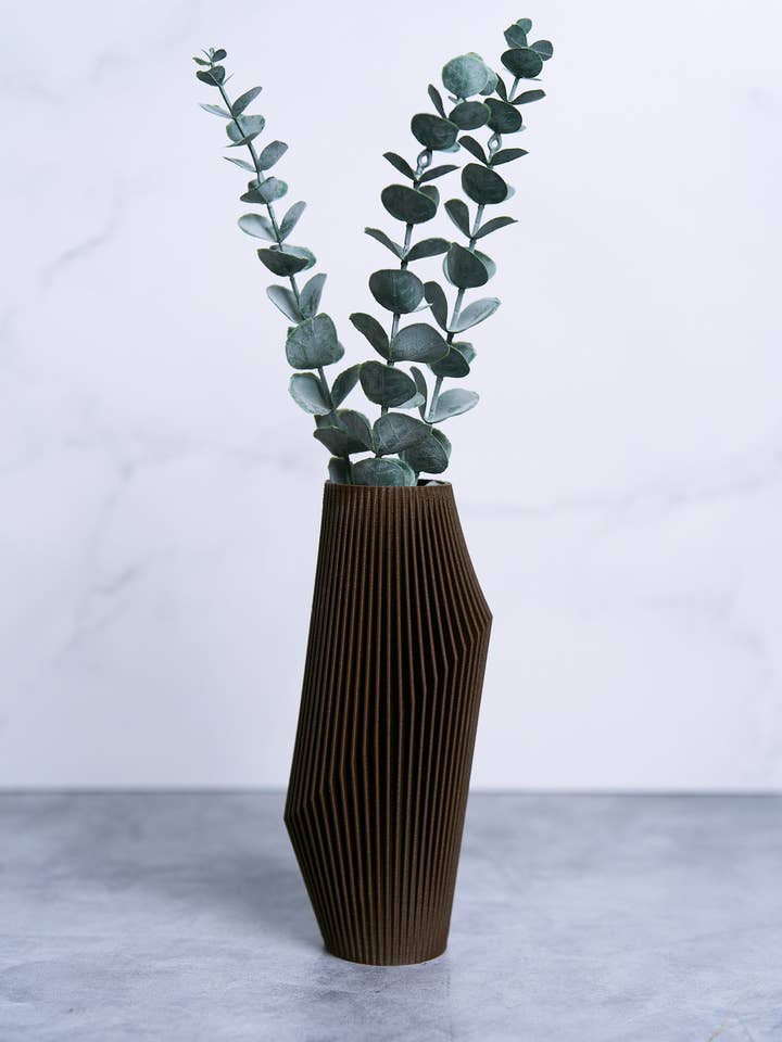 NOVA™ Brown Abstract Vase for wholesale by Woodland Pulse