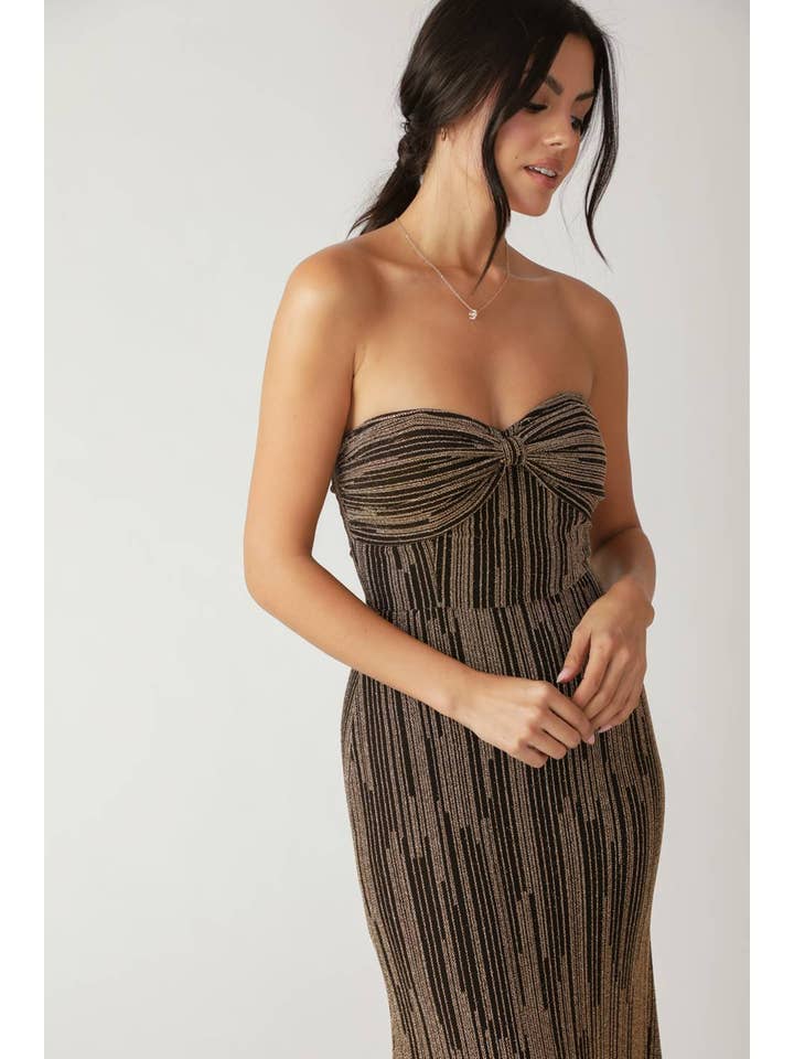 BLACK GOLD A metallic threaded woven maxi dress - ID21812 for wholesale on Faire