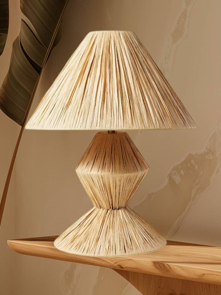 Natural raffia lamp,Raffia lampshade,TABLE LAMPS,Straw Shade for wholesale by Mikwi