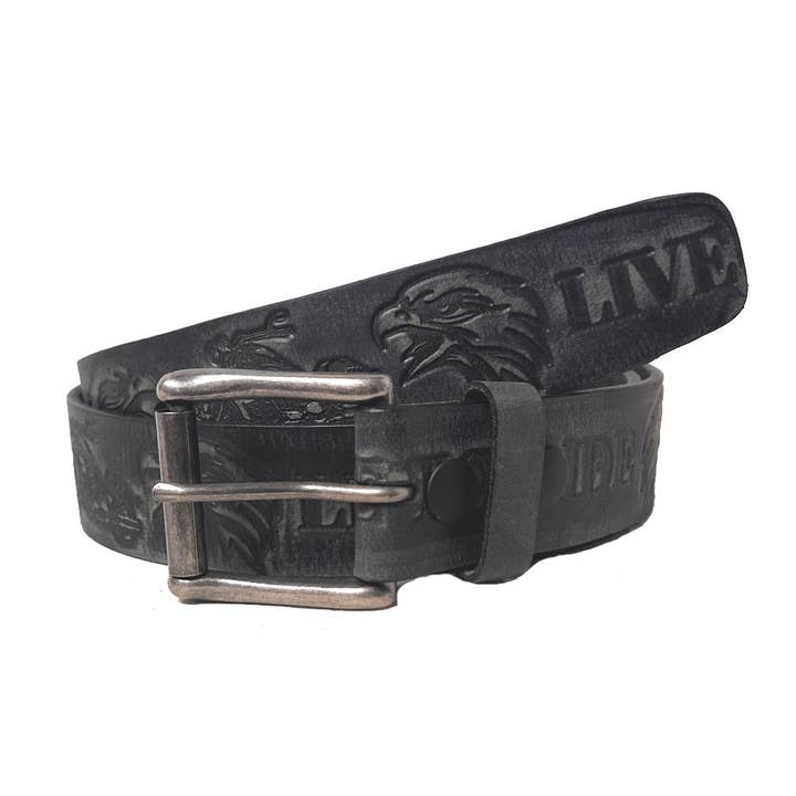 GENUINE LEATHER 40MM "LIVE TO RIDE" EMBOSSED BELT #1040 for wholesale by IGI CANADA