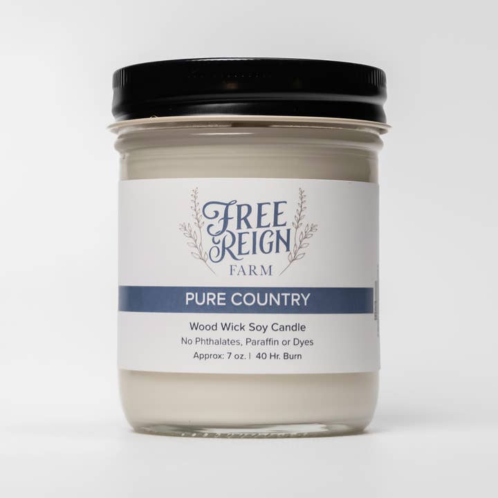 Free Reign Farm - Wholesale Jar/Filled Candle - NEW 7oz Wood Wick Soy Candles24
