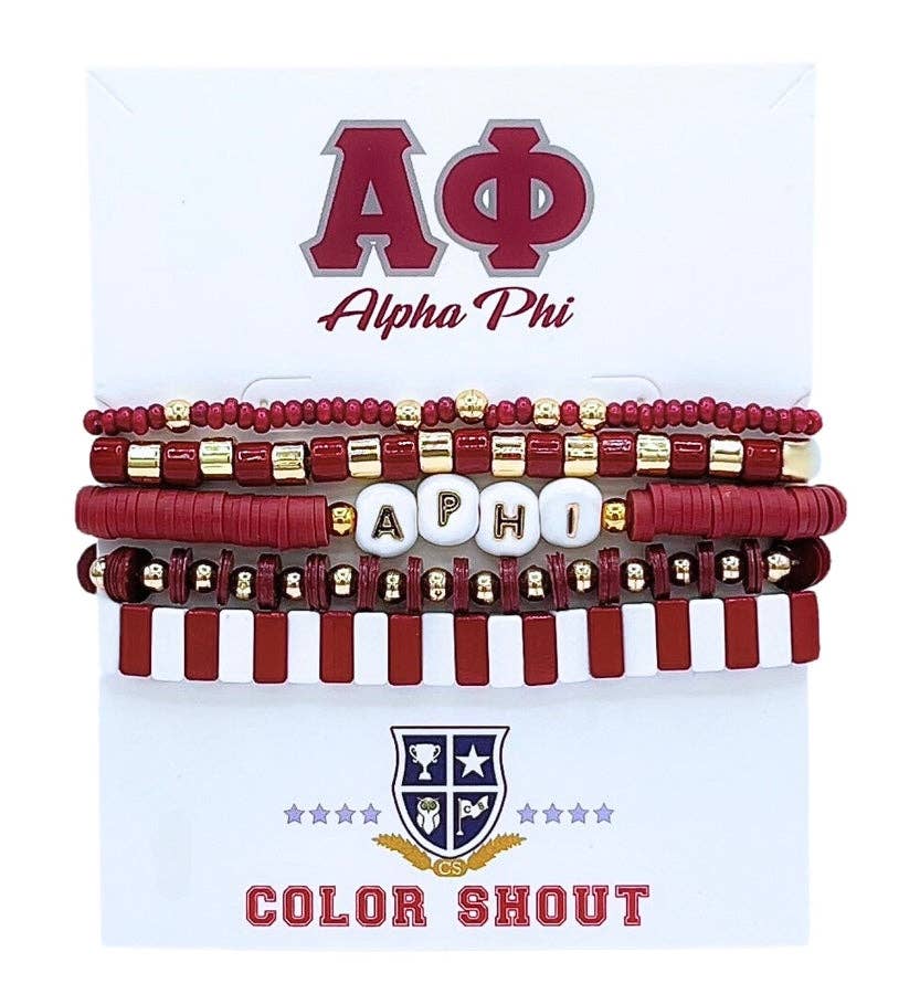 Color Shout - Wholesale Beaded Bracelet - Sorority 5 Bracelet Mega Stack4